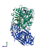 PDB entry 4y6m coloured by chain, side view.