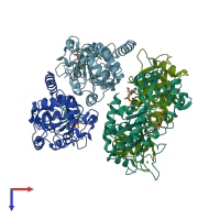 PDB entry 4y6q coloured by chain, top view.