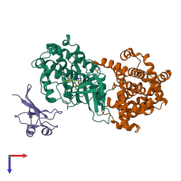 PDB entry 4y72 coloured by chain, top view.