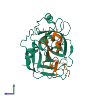 PDB entry 4y76 coloured by chain, side view.