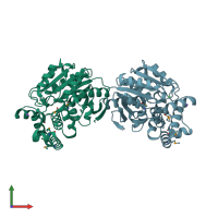 PDB entry 4y7d coloured by chain, front view.