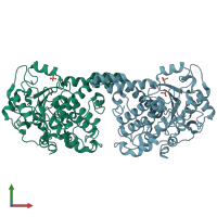 PDB entry 4y7i coloured by chain, front view.