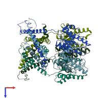 PDB entry 4y7j coloured by chain, top view.