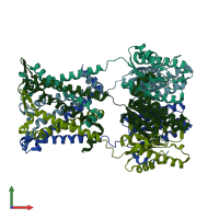 PDB entry 4y7k coloured by chain, front view.