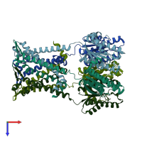 PDB entry 4y7k coloured by chain, top view.