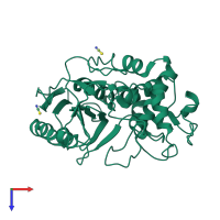 PDB entry 4y7p coloured by chain, top view.