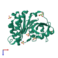 PDB entry 4y7t coloured by chain, top view.