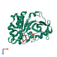 PDB entry 4y7u coloured by chain, top view.