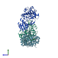 PDB entry 4y83 coloured by chain, side view.