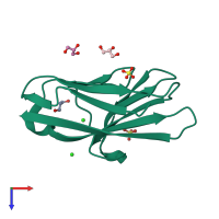 PDB entry 4y88 coloured by chain, top view.