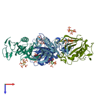 PDB entry 4y94 coloured by chain, top view.