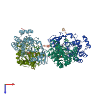 PDB entry 4y95 coloured by chain, top view.