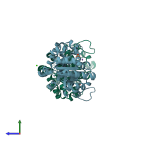 PDB entry 4y96 coloured by chain, side view.