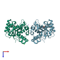 PDB entry 4y96 coloured by chain, top view.