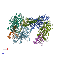 PDB entry 4y97 coloured by chain, top view.