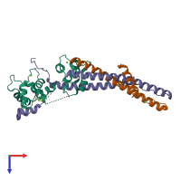 PDB entry 4y99 coloured by chain, top view.