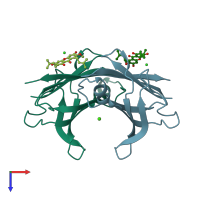PDB entry 4y9b coloured by chain, top view.