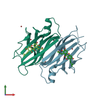 PDB entry 4y9f coloured by chain, front view.