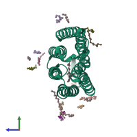 PDB entry 4y9h coloured by chain, side view.