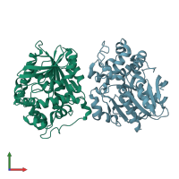 PDB entry 4y9s coloured by chain, front view.