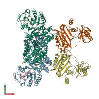 PDB entry 4yak coloured by chain, front view.