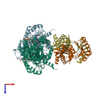 PDB entry 4yak coloured by chain, top view.
