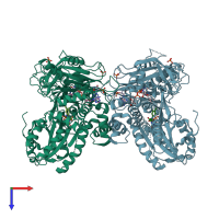 PDB entry 4yal coloured by chain, top view.