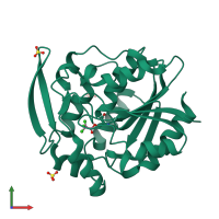 PDB entry 4yas coloured by chain, front view.