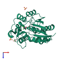 PDB entry 4yas coloured by chain, top view.