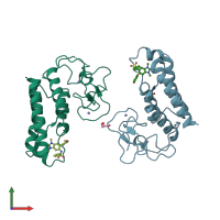 PDB entry 4yax coloured by chain, front view.
