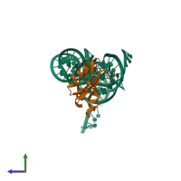 PDB entry 4yb1 coloured by chain, side view.