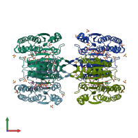 PDB entry 4yb4 coloured by chain, front view.