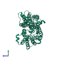 PDB entry 4yb9 coloured by chain, side view.