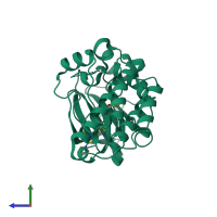PDB entry 4ybk coloured by chain, side view.