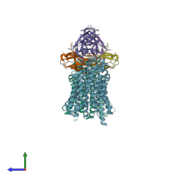 PDB entry 4ybq coloured by chain, side view.