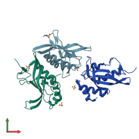 PDB entry 4yc1 coloured by chain, front view.