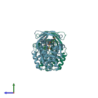 PDB entry 4yca coloured by chain, side view.