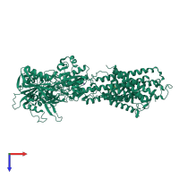 PDB entry 4ycl coloured by chain, top view.