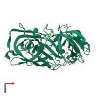 PDB entry 4yct coloured by chain, top view.