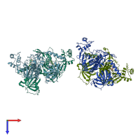 PDB entry 4ycv coloured by chain, top view.