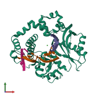 PDB entry 4yd2 coloured by chain, front view.