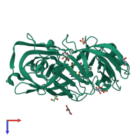 PDB entry 4yd3 coloured by chain, top view.