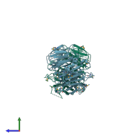 PDB entry 4yd8 coloured by chain, side view.