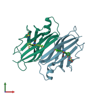 PDB entry 4ydm coloured by chain, front view.
