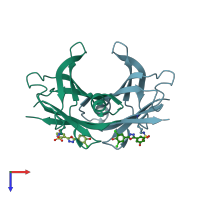 PDB entry 4ydm coloured by chain, top view.