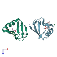 PDB entry 4ydp coloured by chain, top view.
