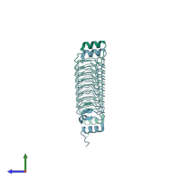 PDB entry 4ydt coloured by chain, side view.