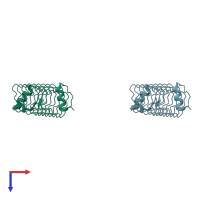 PDB entry 4ydt coloured by chain, top view.
