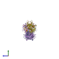 PDB entry 4ydv coloured by chain, side view.