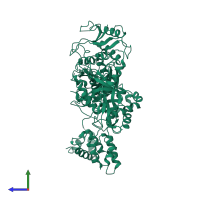 PDB entry 4ye9 coloured by chain, side view.